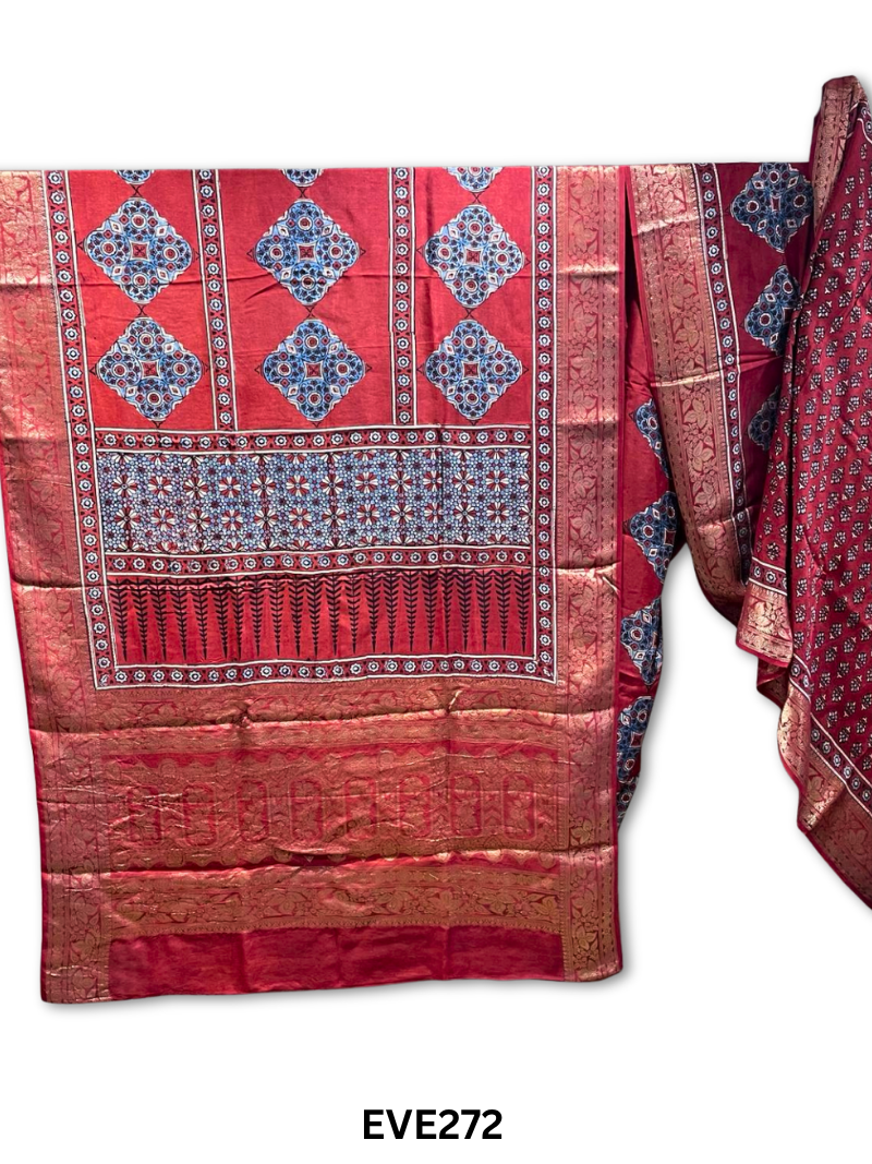 Dola Silk Ajrakh Saree