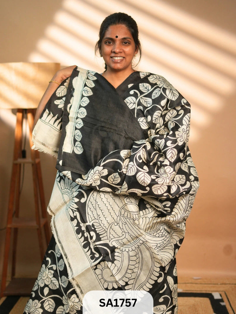 MURSHIDABAD SILK SAREE HAND PAINTED