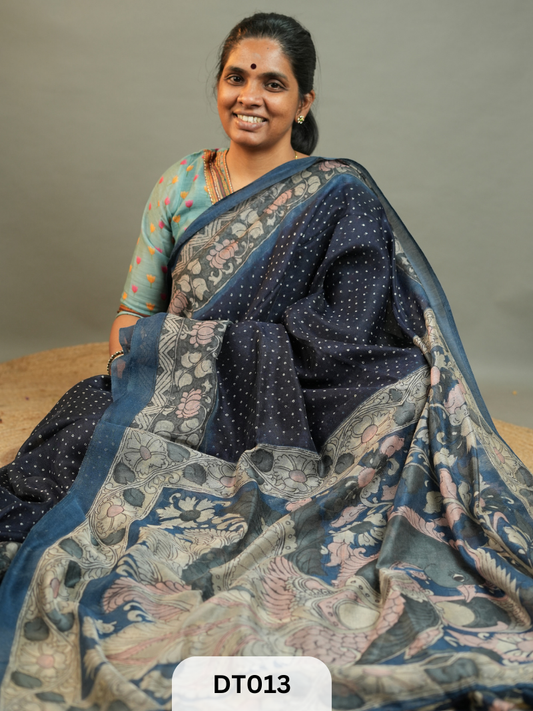 Dupion Semi Tussar with Kalamkari Design Saree Story with Shanmuga Priya
