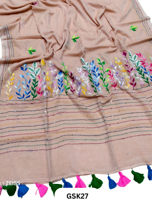 Pure Mul Cotton Saree With tassels