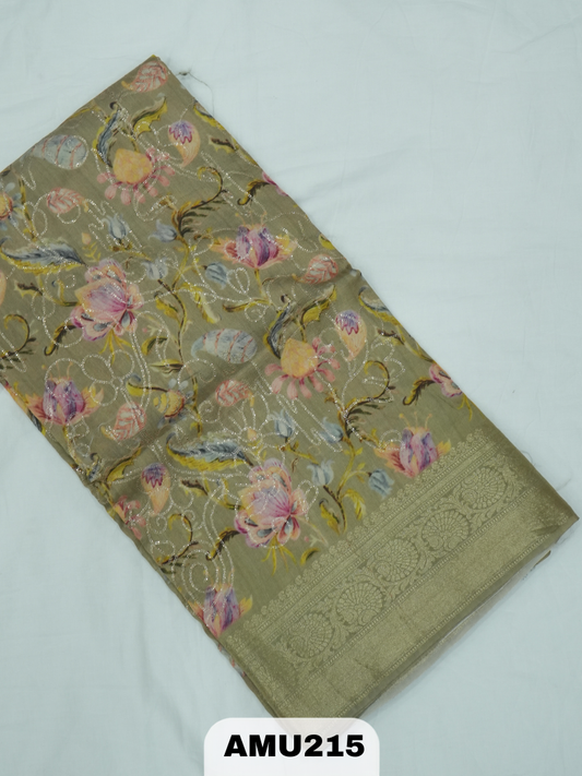 BANARAS RUSSIAN SILK SAREE WITH PRINTED
