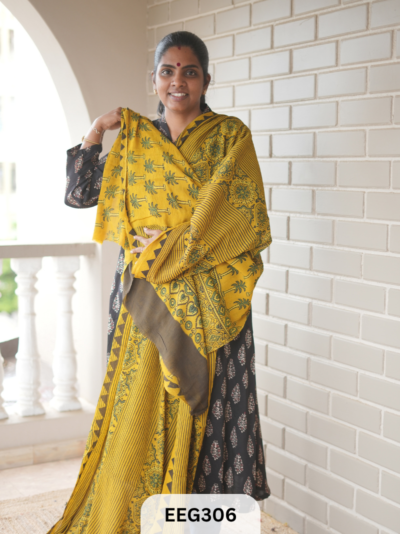 AJRAKH CHINON SAREE