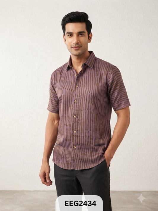 MODAL HANDBLOCK PRINT SHIRT WITH WOODEN BUTTON