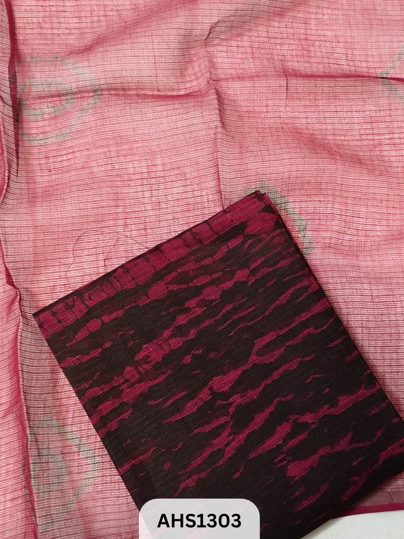 Pure Kota Cotton Shibori Print Dress Material Top & Dupatta 2.5mtr