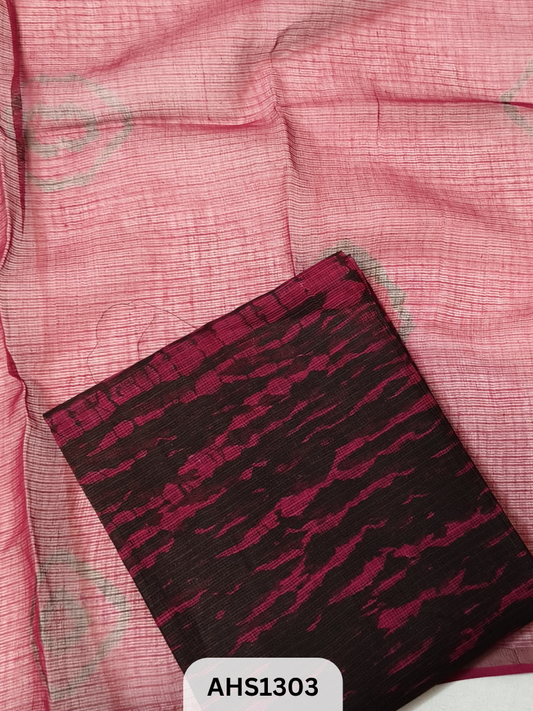 Pure Kota Cotton Shibori Print Dress Material Top & Dupatta 2.5mtr