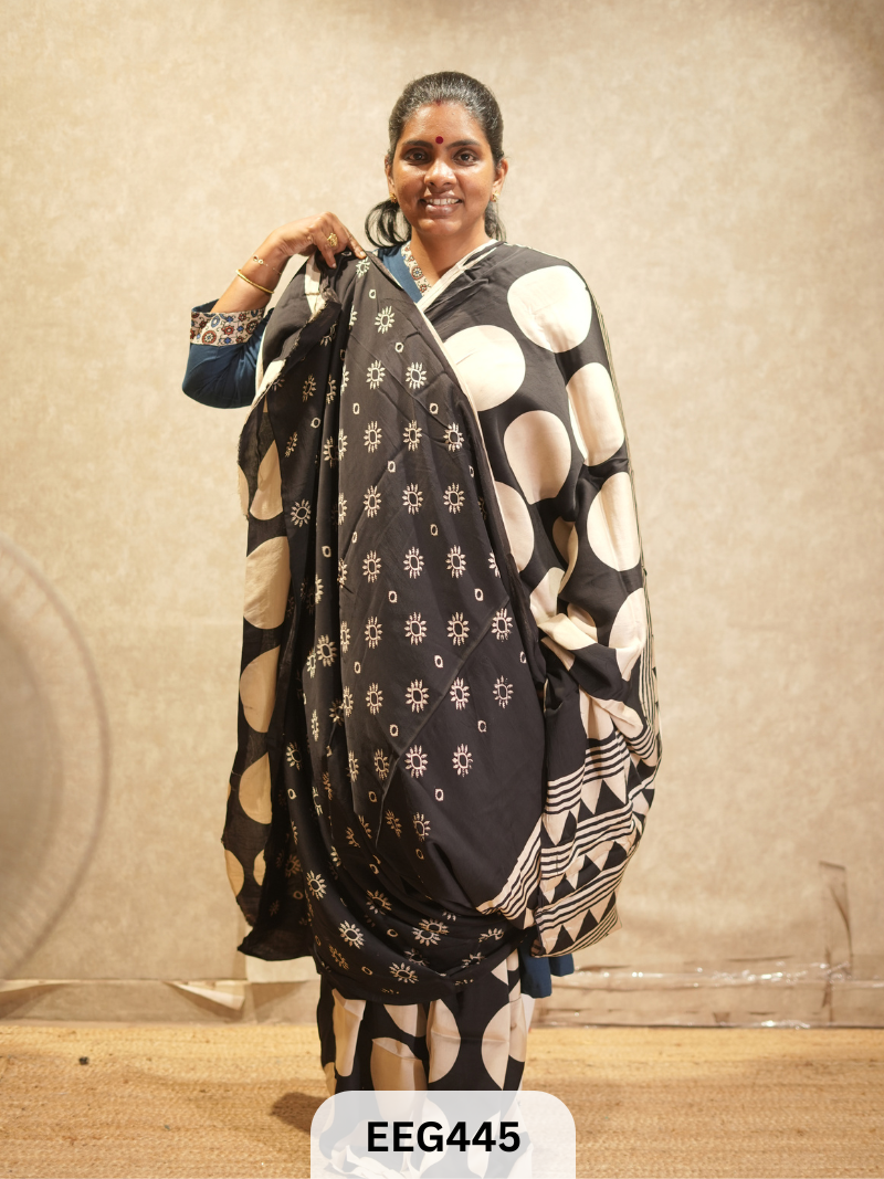 AJRAKH MODAL SAREE- RETRO