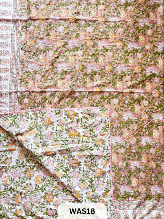 PREMIUM HAND BLOCK PRINTED JAIPURI COTTON 3 LAYER SIZE-90×108 KING SIZE