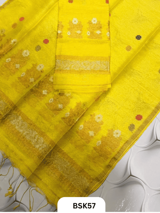 Premium Pure Handloom Linen Silk Salwar  Top 2.7 mtr  Duppata 2.5 mtr