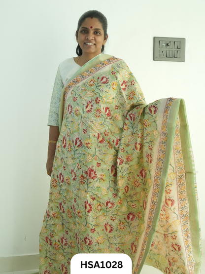 Pure Maheswari Silk Cotton - Handblock Print Saree With Blouse