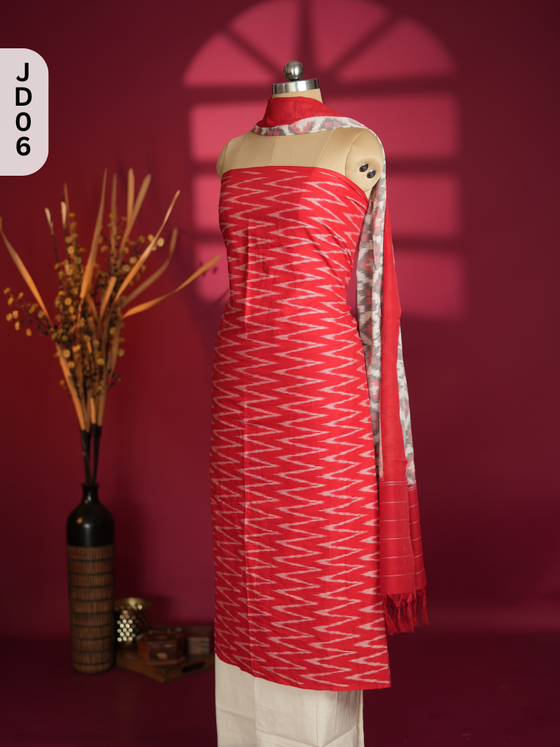 Double Ikkat Cotton with Mercerised Cotton Dupatta