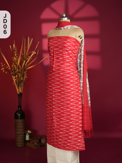 Double Ikkat Cotton with Mercerised Cotton Dupatta