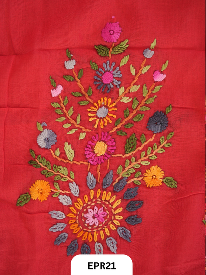 Mul Cotton Tie & Die With Bullion Stitch Saree