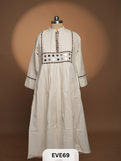 COTTON KURTI WITH MIRROR WORK