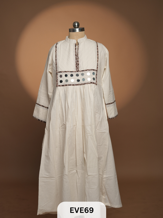 COTTON KURTI WITH MIRROR WORK