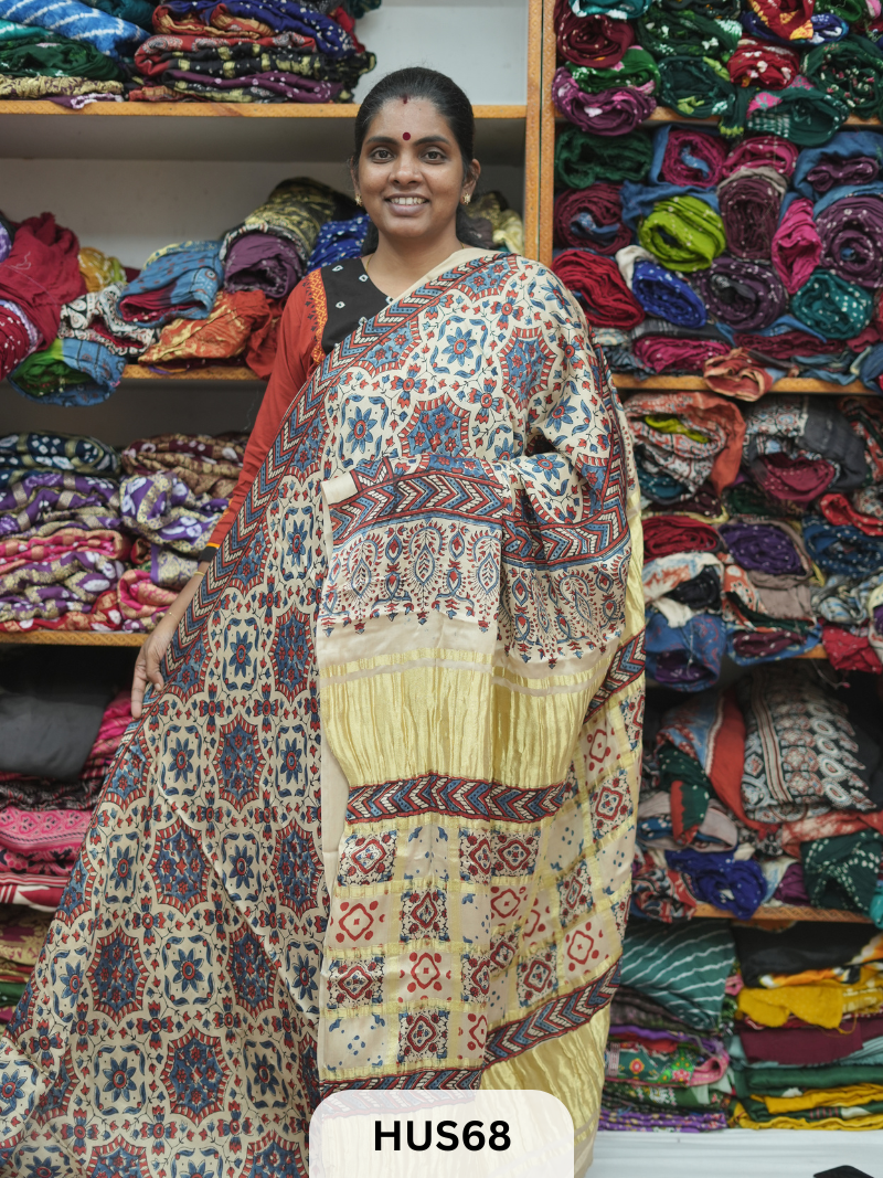 VISCOSE AJRAKH WITH GHARCHOLA PALLU