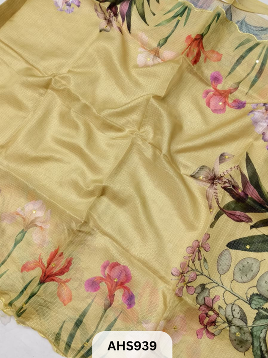 Soft Silk Kota Digital Print Saree With Blouse