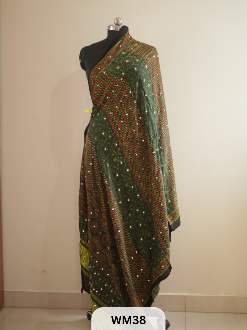 MODAL SILK WITH GLUED MIRROR LAGDI PATTA DUPPATTA
