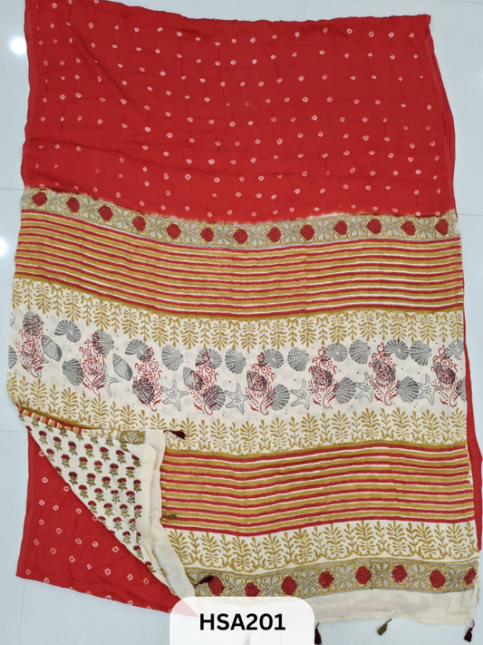 MODAL JAIPURI BANDHEJ SILK SAREE
