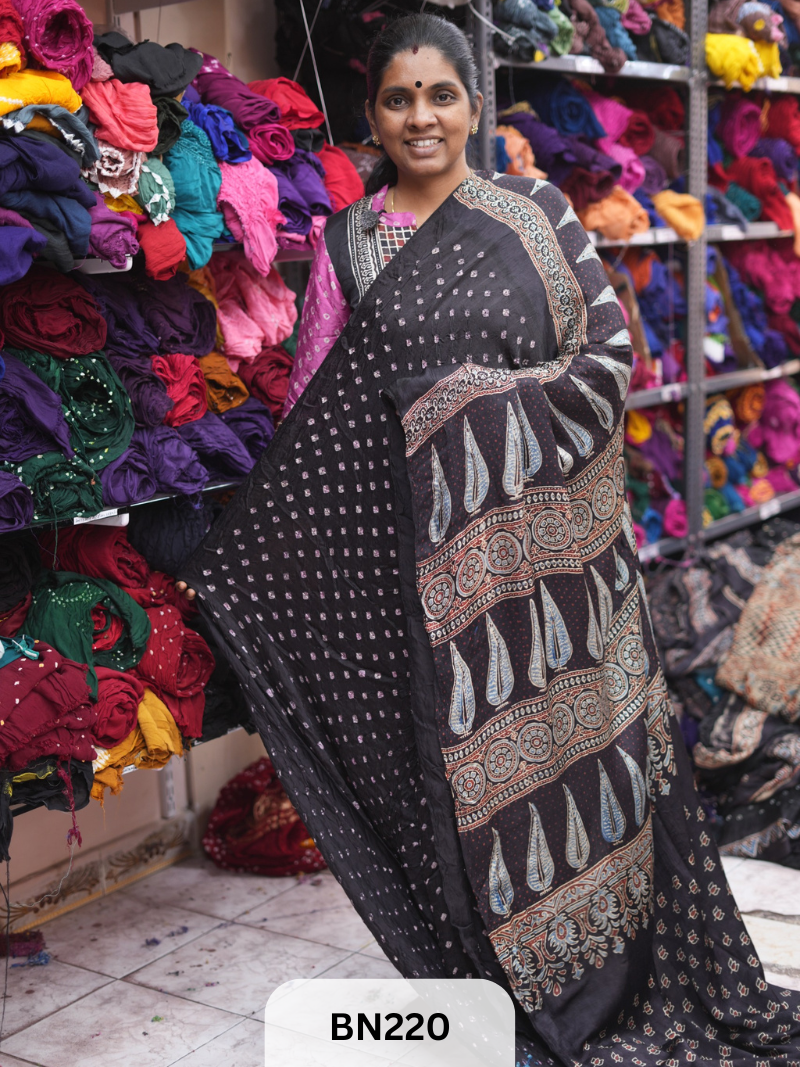 AJRAKH BANDHEJ SAREE - BEST BUY
