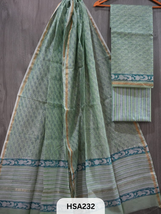 CHANDERI SILK  HAND BLOCK PRINTED SUIT | 3 PCS