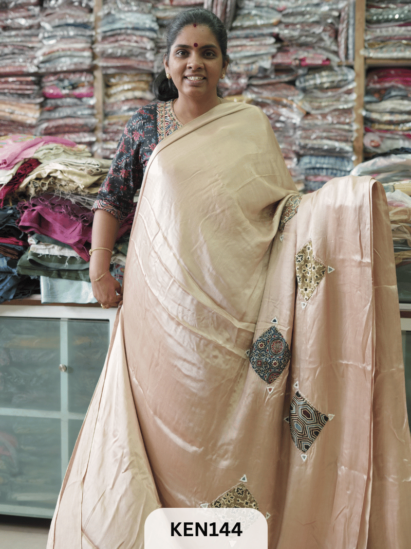 MODAL APPLIQUE MIRROR SAREE