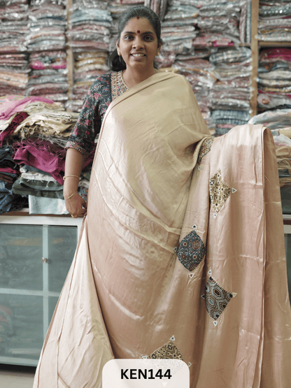 MODAL APPLIQUE MIRROR SAREE