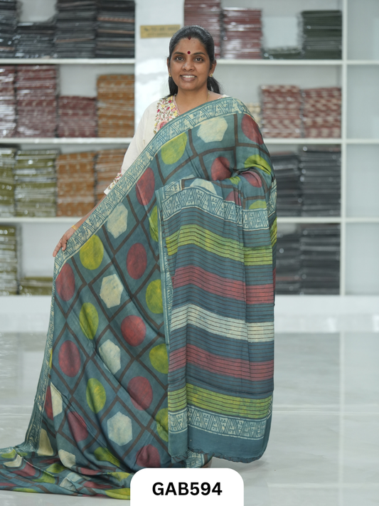 Nashpal & Pomegranate Peel Printed Modal Silk Sarees with blouse