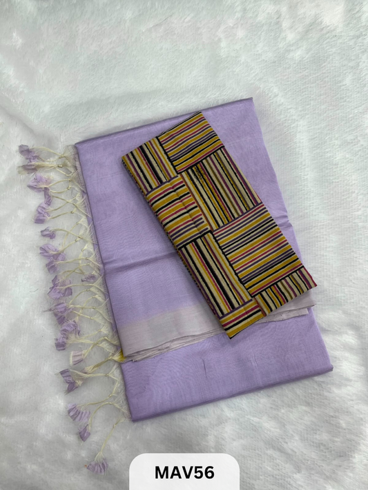 MANGALAGIRI PATTU SAREE WITH KALAMKARI BLOUSE (1 METER)