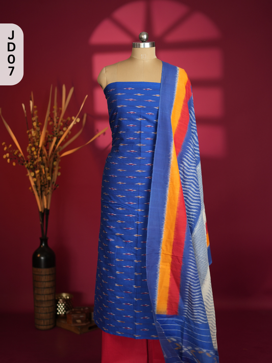 Double Ikkat Cotton with Mercerised Cotton Dupatta