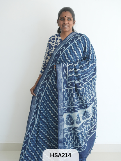 LENIN COTTON HANDBLOCK PRINTED SAREE