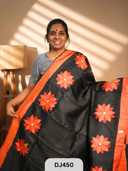 MURSHIDABAD SILK SAREE HAND PAINTED