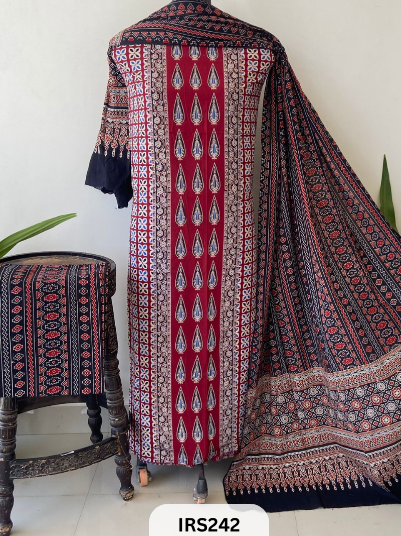 PURE COTTON FABRIC WITH AJRAKH PRINT DESIGNER SALWAR SUIT WITH AJRAKH PRINT BOTTOM
