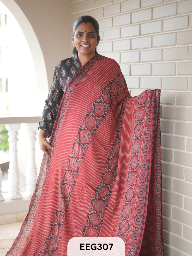 AJRAKH CHINON SAREE