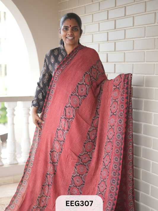 AJRAKH CHINON SAREE