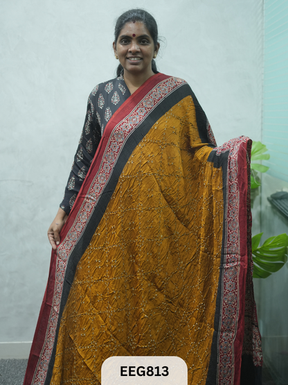 MODAL AJRAKH BANDHEJ SAREE