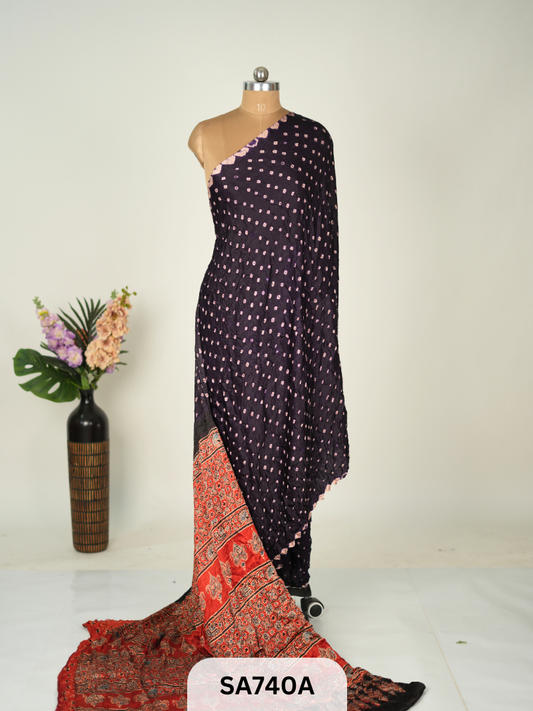 MODAL SILK | AJRAKH PRINT | BANDHEJ SAREE