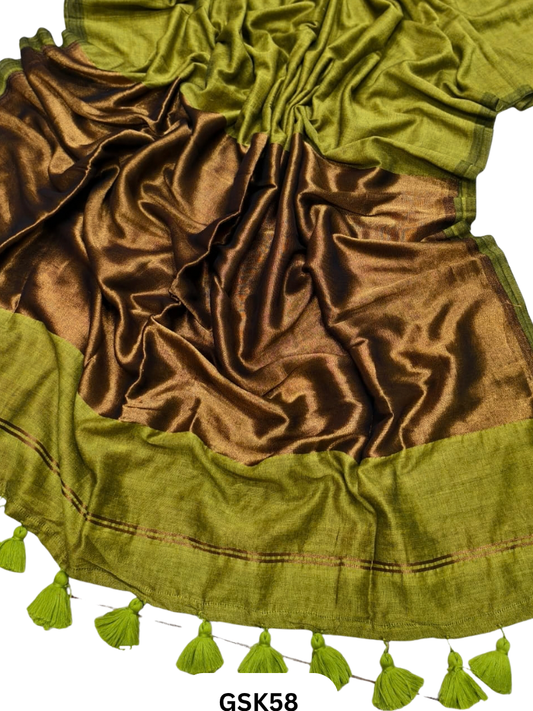 Plain Modal Tissue Saree With Blouse piece