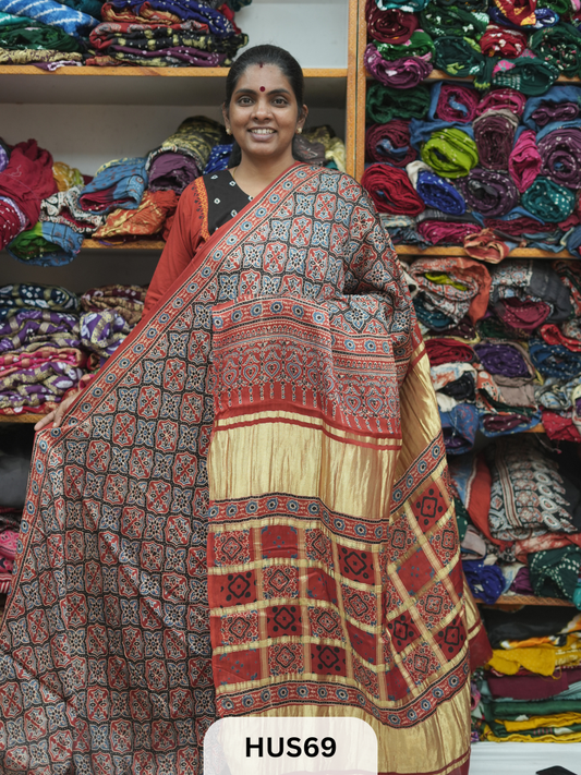 VISCOSE AJRAKH WITH GHARCHOLA PALLU