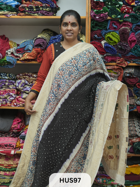 PURE DOLA SILK WITH AJRAKH MINAKARI PALLU