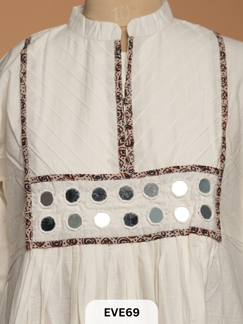 COTTON KURTI WITH MIRROR WORK