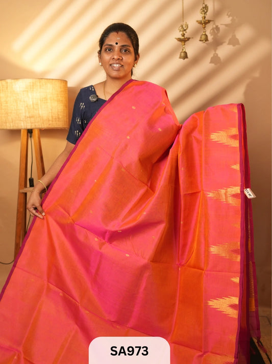 PURE HANDLOOM SILK COTTON SAREE | TEMPLE BORDER