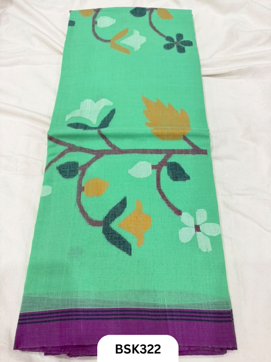 Handloom Pure Mul Cotton With Jamdhani Weave Saree
