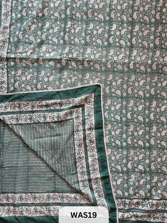 PREMIUM HAND BLOCK PRINTED JAIPURI COTTON 3 LAYER SIZE-90×108 KING SIZE