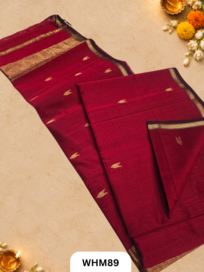 Maheshwari Handloom Small Border Butti Saree
