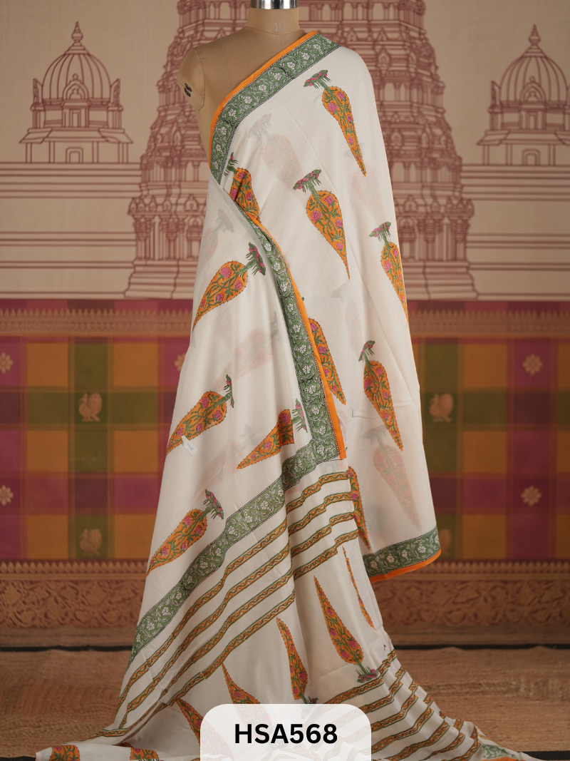 COTTON AJRAKH HANDBLOCK SAREE