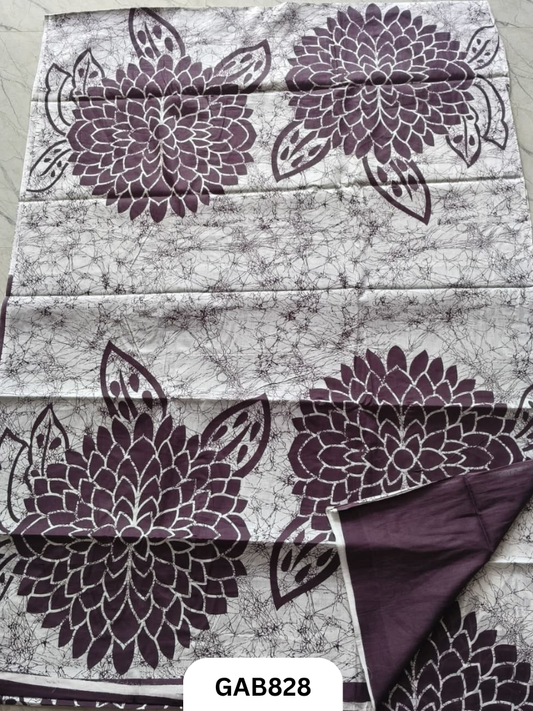 Bagru Block Print Cotton Mulmul Sarees With Running Blouse
