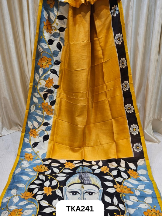 Murshidabad Silk Hand Painted Saree