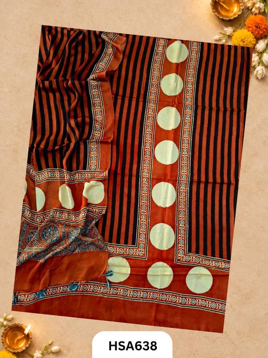 Pure Ajrakh Modal Print Pomegranate Pill Dye 2 Pics Suits
