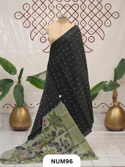 Modal Bandhini With Pure Penkalamkari Pallu And Blouse