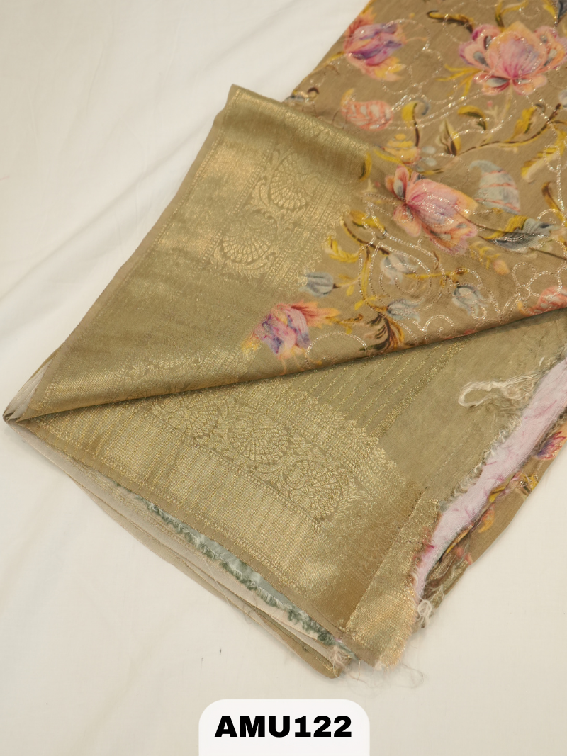 BANARAS RUSSIAN SILK SAREE WITH DIGITAL PRINTED